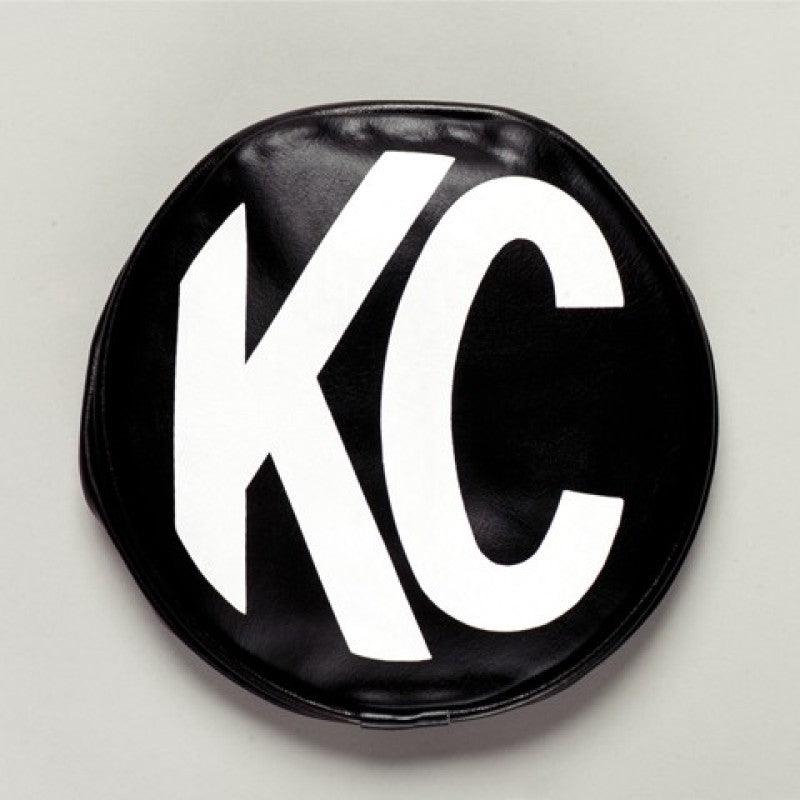 KC HiLiTES 5in. Round Soft Cover (Pair) - Black w/White KC Logo - BOLT Motorsports